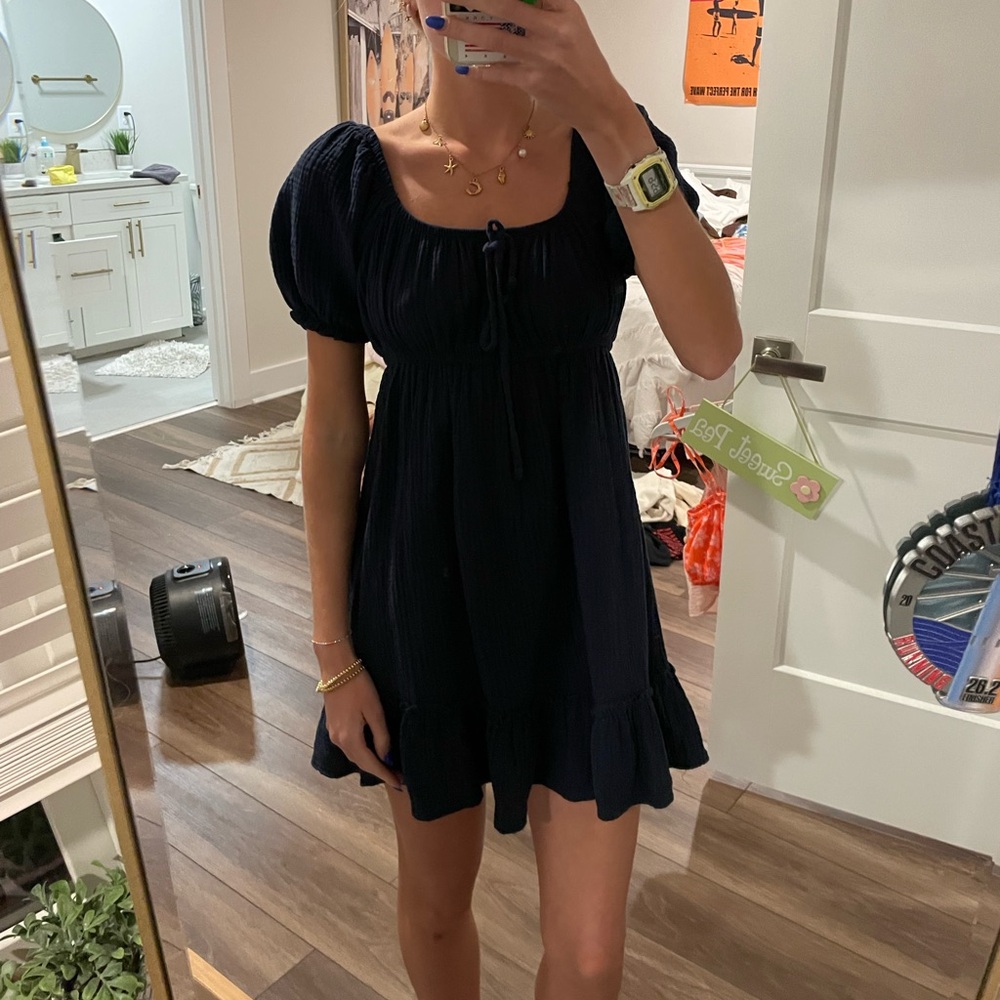 Navy mini babydoll dress